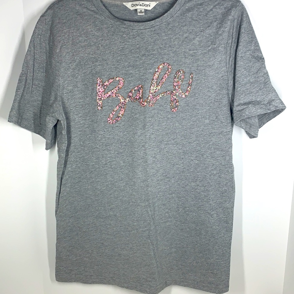 EUC Davi&Dani SET BABE glitter short sleeve Tee sz Med
